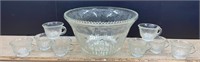 Glass Punch Bowl w/8 Cups. NO SHIPPING