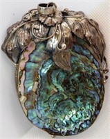 Large Sterling Silver Abalone Shell Pendent