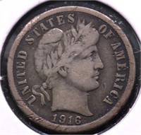 1916 S BARBER DIME F