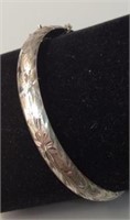 925 Sterling Silver Etched Bangle Bracelet