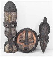 (3) Wooden African Tribal Masks