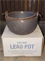 Small Cast Iron Lead Pot with Box