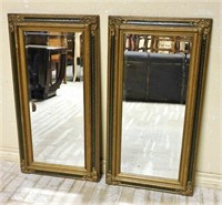 Gilt and Painted Wood Framed Beveled Mirrors.