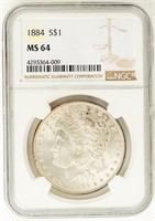 Coin 1884(P) Morgan Silver Dollar NGC MS64