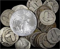 29 Standling Liberty Silver Quarters & '18 Silver