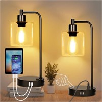 B270  Neoglint Industrial Table Lamps, Black 2 USB