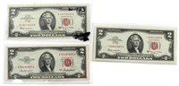 RED SEAL TWO DOLLAR US BANK NOTE LOT 1964 1953