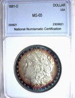 1881-O Morgan Silver $1 NNC MS65 Price Guide $1050