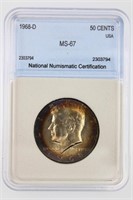 1968-D Kennedy 50c NNC MS-67 Price Guide $800