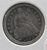 1853 Seated dime.