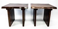 PAIR OF WALNUT SIDE TABLES