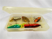Small Plastic Tackle Box with Vintage Lures