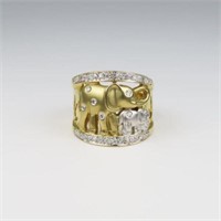 Amazing Elephant Mother with Baby Diamond Ring