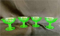 Vintage Green Vaseline Glass Sherbet Dishes