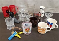 Lot of Glassware & Cups. Coffee Mugs, Ruger