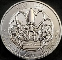 2020 Canada 2oz .9999 Silver Kraken BU Proof Like
