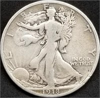 1918-P Walking Liberty Silver Half Dollar Nice