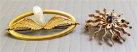 2 tested gold antique pins: 6.8 grams total