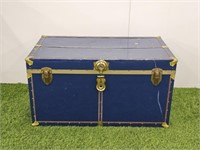 BLUE METAL TRUNK - 19" HIGH X 35.5" LONG X 20" D