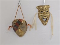 2 BRASS MASKS - 6" LONG X 4.5" WIDE