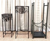 Wrought Iron Stands and Log Holder