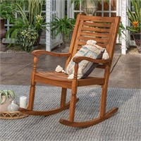 Outdoor Patio Wood Ladder Back Rocking Chair
