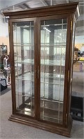 Lighted lead glass curio cabinet, 43" x 78"