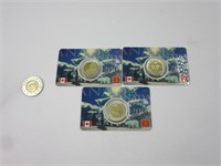 3 pièces de 2$ Canada 2001 non circulées