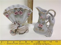 2 Porcelain Hand Vases