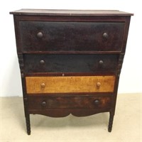 Early 1 Over 3 Drawer Tiger Maple Dresser