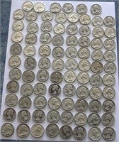 1930's - 60's Silver Quarters 86 Coins