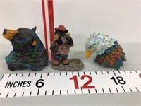 Bear and eagle resin art pieces