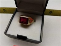 Awesome Vintage 10K Gold and Ruby Ring