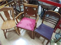 3 wood chairs