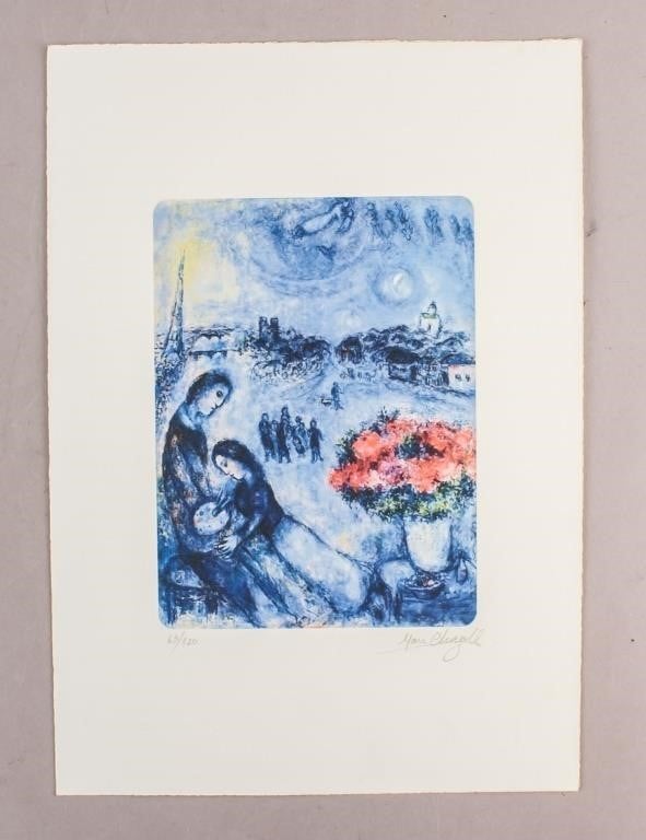 French Litho on Paper Signed Marc Chagall 63/120