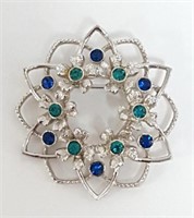 1970s SARAH COVENTRY Floral Rhinestones Brooch