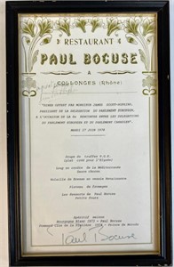 AUTOGRAPHED PAUL BOCUSE MENU