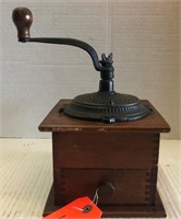 Antique finger joint box coffee grinder