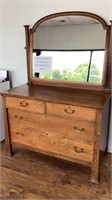 Antique oak dresser with original swivel mirror,