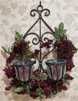 BLACK IRON DOUBLE WALL CANDLE HOLDER