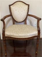 ANTIQUE CHAIR CREAM UPHOLSTERY
