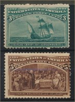 USA #232 & #234 MINT AVE-FINE REGUMMED H