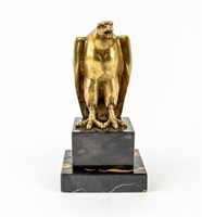Antique Brass Eagle On Marble Base