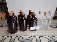 9pc Amber/Clear Glass Apothecary Bottles