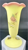 Fenton Roses On Burmese Hp Vase Inspired By Mary