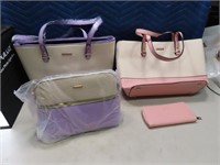 (2) ELIM & PAUL Purple/Pink 16" Handbag Purses EXC