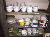 Plates, Saucers, Coffee Mugs, Plastic Bowls