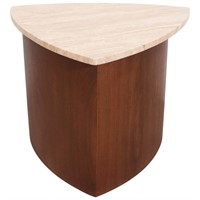 Walnut Wedge Travertine Top Accent Table