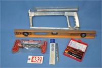 Good tools incl USA "mini ratchet", Morse hacksaw