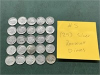 (25) Silver Roosevelt Dimes